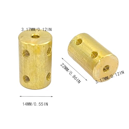 5Pcs 3.17mm to 3.17mm Brass Rigid Motor Shaft Coupling Coupler Transmission Connector Sleeve Adapter for RC Boat Car Airplane 3D Printers - size: 3.17mm to 3.17mm