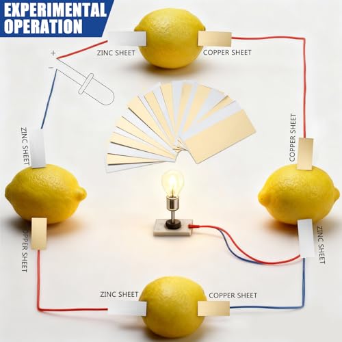 Sewroro Zinc and Copper Sheets 10 Pairs Fruit Battery Experiment