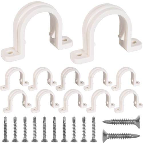 Pvc Pipe Strap,12Set PVC Pipe Clamps 1 inch,Juvaeny 32mm Conduit Strap Clamps with 24Pcs 410 Stainless Steel Screw for Two Hole Plastic Pipe Clamps (1 inch Conduit Pipe Clamps) - size: 32mm Conduit Strap