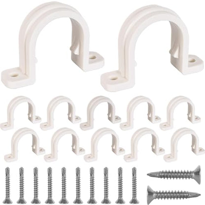 Pvc Pipe Strap,12Set PVC Pipe Clamps 1 inch,Juvaeny 32mm Conduit Strap Clamps with 24Pcs 410 Stainless Steel Screw for Two Hole Plastic Pipe Clamps (1 inch Conduit Pipe Clamps) - size: 32mm Conduit Strap