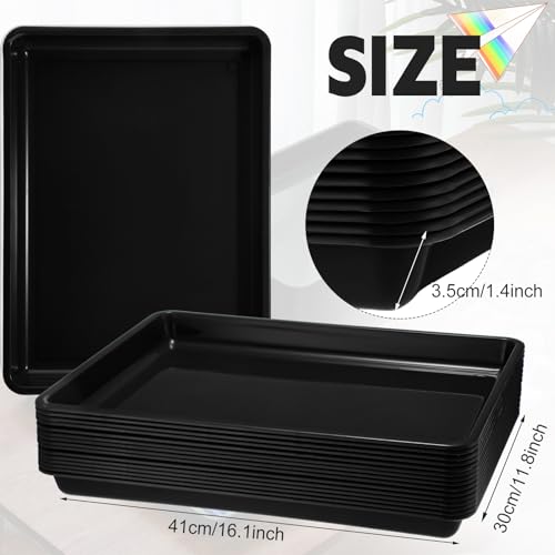 Maitys 15 Pack Plastic Art Trays 12 x 16 Inch Sensory Trays, Black - color: Black