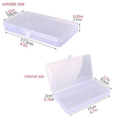 Gebildet 4 Pcs Clear Plastic Storage Box, Rectangular Containers Case with Lid, for Pills, Jewellery, Herbs, Tiny Bead, Craft Items - size: 17.5×10×2.1cm