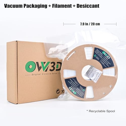 OVV3D Silk PLA Filament 1.75mm, Upgrade White PLA Filament 3D Printer Filament, Silk White 3D Printing Filament, 3D Filament 1.75 +/- 0.02mm, Silk 1.75 PLA Filament for 3D Printer and 3D Pen, 1kg - color: Silk White