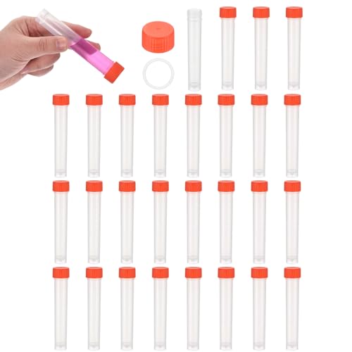 PATIKIL 10mL Plastic Cryogenic Vial, 28Pcs Cryogenic Storage Tube Lab Frozen Test Tube Container Storage Screw Cap for Lab Laboratory Science, Red Clear - color: Red, size: 10ml