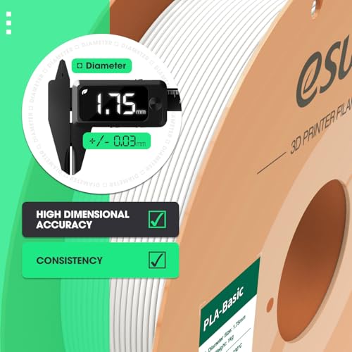 eSUN PLA Basic Filament 1.75mm, 1KG Spool (2.2 LBS),Silver - color: 1.silver, size: 1KG