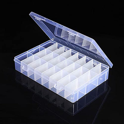 24 Compartment Electronic Component Storage Box Case, SMD SMT Case, Electronic Boxes (7.63 x 5.19 inch)