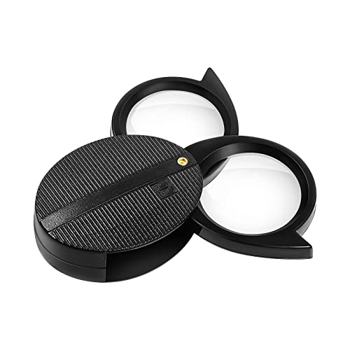 ULTECHNOVO Pocket Magnifying Glass 5X Folding Handheld Portable Magnifier