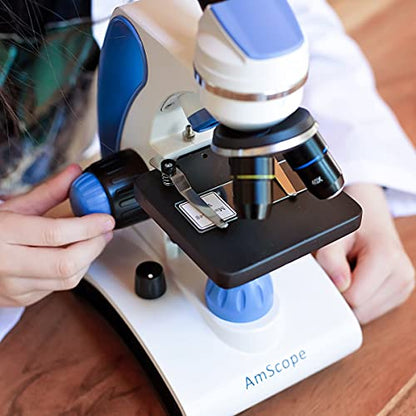 AmScope M162C-2L-WM-SP14 Deluxe Microscope Set - 1000X Dual Light, Glass