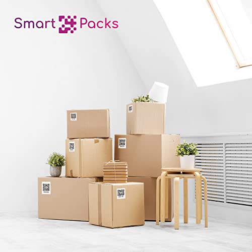 SmartPacks QR Stickers - Premium Smart Labels for Storage Bins | Advanced Pack and Track Labels with QR Code for Inventory, Storage, Moving | 48 Stickers