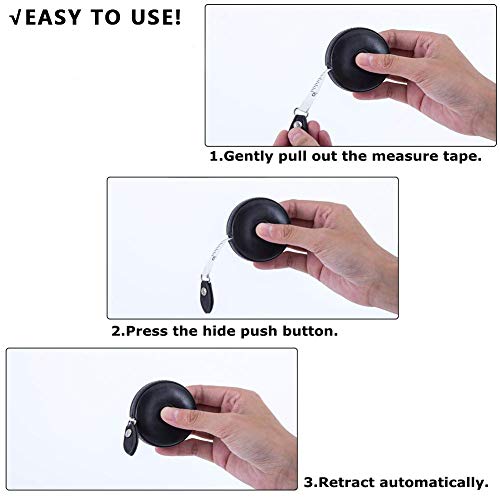 Tape Measure Body Measuring Tape 80inch/205cm Lock Pin Retract Tape Measure for Tailor Fitness Clothes Sewing Handcrafts Weight Loss Body Measurement - color: White Black White 80 inch 3 pack