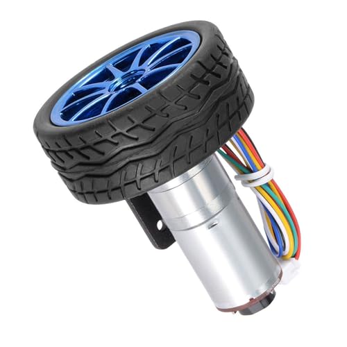 DC 6V DIY Encoder Gear Motor with Mounting Bracket 65mm Wheel Kit Micro Speed Reduction Motor Mini Motor for Art Car Robot Model DIY Engine Toy(100RPM)