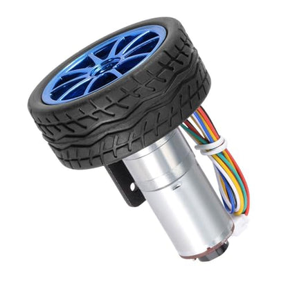 DC 6V DIY Encoder Gear Motor with Mounting Bracket 65mm Wheel Kit Micro Speed Reduction Motor Mini Motor for Art Car Robot Model DIY Engine Toy(100RPM)