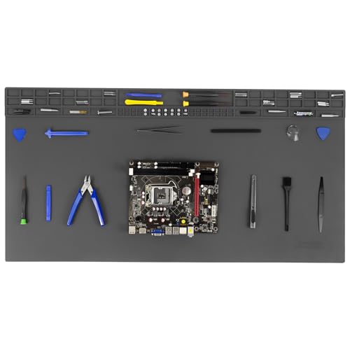 32.3" x 16.6" Premium Extra Large Silicone Soldering Mat, 932°F Heat Resistant Oversized Work Mat, Non-Slip Repair Bench Pad for BGA Welding, Electronics, Computer, Cellphone, Watch (Gray) - color: Gray