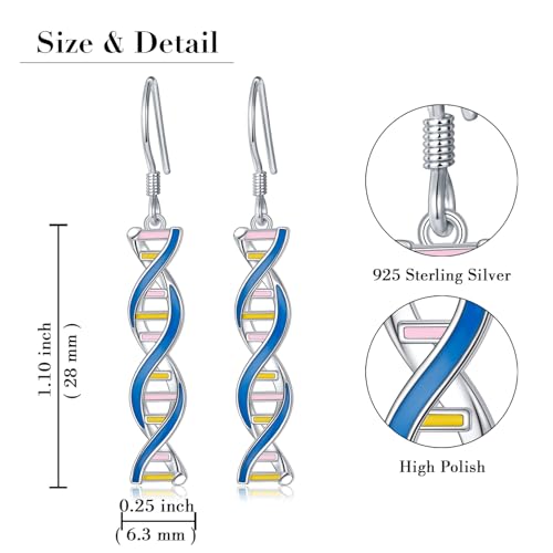 Sterling Silver DNA Double Helix Chemistry Science Biology Earrings
