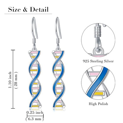 Sterling Silver DNA Double Helix Chemistry Science Biology Earrings