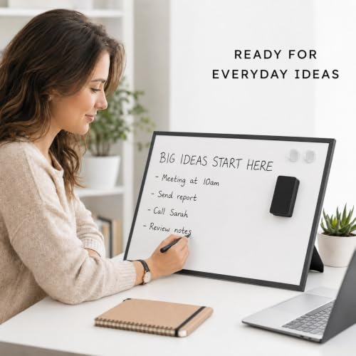 Magnetic Dry Erase Board 12x16 with Foldable Stand, Portable Rose Gold Desktop Whiteboard for Home, Office, School & Kitchen - style: Rose Gold Stand