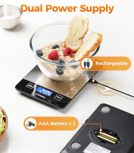Atogou Food Scale Rechargeable - 33lb Digital Kitchen Scale Ounces Grams - color: Black
