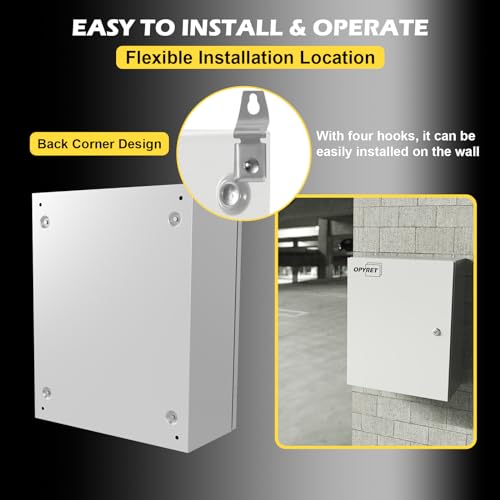 Outdoor Electrical Junction Box 20"x16"x8'', NEMA Steel Enclosure IP66, Waterproof Metal Electrical Box with Mounting Plate, Powder-Coated, Dustproof, Weatherproof, Hinged Door - size: 20"x16"x8''