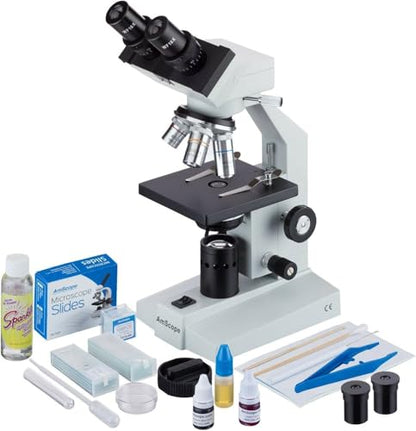 AmScope B100C-SP14-CLS-50P100S Binocular Biological Microscope 2500X