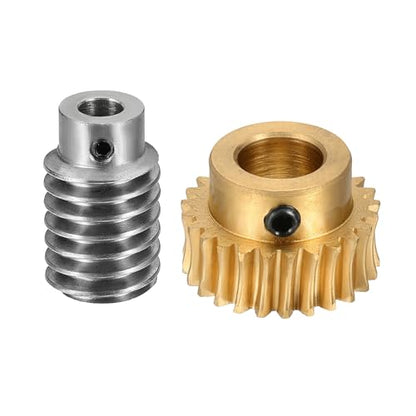 uxcell Worm Gear Set Right Rotation 25T 1 Module 25:1 Reduction Rate - size: Gear-12mm, Worm-5mm Bore, style: 1M-25T