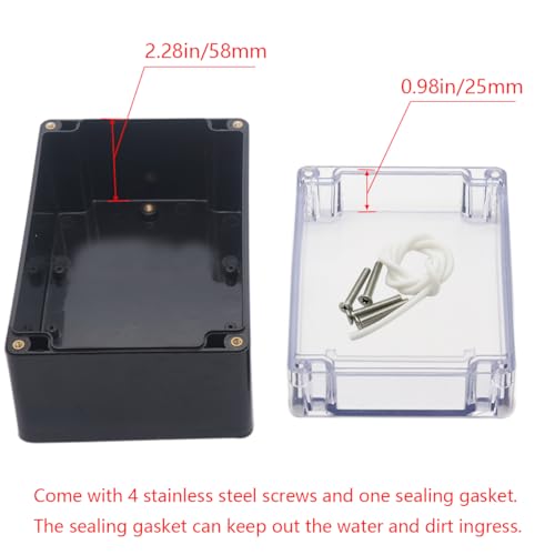 Project Box IP65 Waterproof Junction Box ABS Plastic Black Electrical Boxes DIY Electronic Project Case Power Enclosure Clear Cover 6.3"x4.33"x3.54" - color: Clear, size: 6.3"x4.33"x3.54"