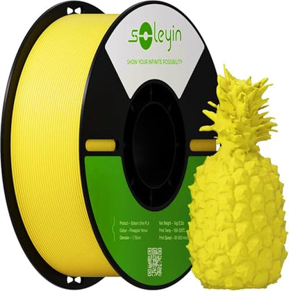 Soleyin 3D Printer Filament, Neatly Wound PLA Filament 1.75mm 1kg Spool (2.2lbs), High-Speed Printing, Dimensional Accuracy ±0.02mm, Strong Toughness & No Warping, Fit Most FDM 3D Printers,Yellow - color: 1kg Pla Yellow, size: Pla