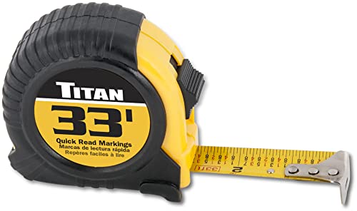 Titan 10908 Tape Measure with Easy-Read Standard Markings and Durable Case, 33-Foot - size: 10.1 m