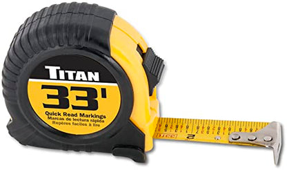 Titan 10908 Tape Measure with Easy-Read Standard Markings and Durable Case, 33-Foot - size: 10.1 m