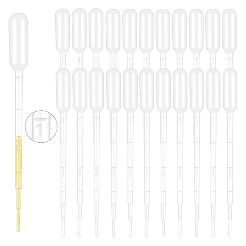 25 Pack 1ml Plastic Droppers Disposable Pipettes with Scale