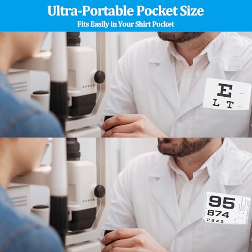 Pocket Eye Chart Dual Sided Snellen & Rosenbaum Vision Tester for Home, Office, School Use(2 Pack) - size: 2 Pack