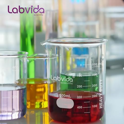 Heavy Duty Glass Beakers Vol.4000ml (135.3oz) thick-walled, 3.3 Boro Griffin Low Form with Double Scale Printed Graduation for Laboratories, Industries, Schools and Home use, LVAC016 - style: Vol.4000ml