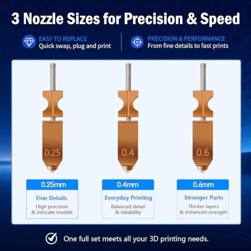 3PK AD5X Nozzle 0.25/0.4/0.6mm Quick Swap Copper Alloy Hardened Nozzle - style: 3PK 0.25/0.4/0.6mm