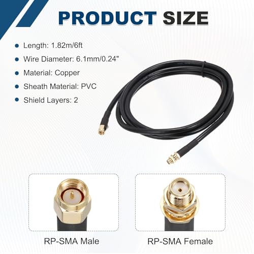 MECCANIXITY KMR240 Coax Extension Cable 50ohm 6Ft SMA Male to N-Type Male - size: 6ft