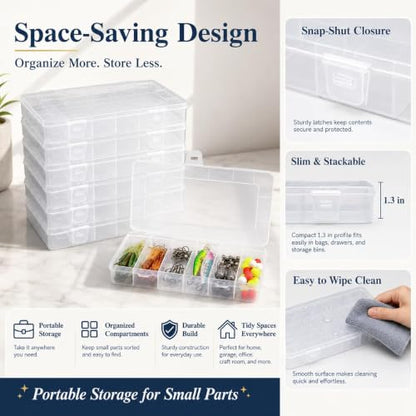 10 Pcs Small Tackle Box, Clear Tackle Box Organizer, 8.2 x 4.6 x 1.3 in Transparent Plastic Storage Cases for Fishing Gear, Beads, Screws and Crafts