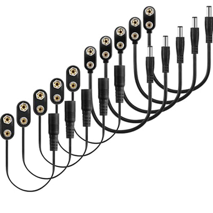 CHANZON 5 Pairs Male + Female 9v Battery Power Supply Jack DC Connector Holder Clip Converter with 2.1mm x 5.5mm I-Type for Plug Arduino