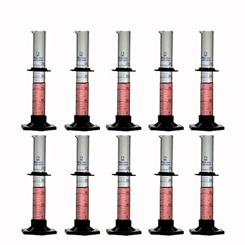 TN Lab 25ml Graduated Measuring Cylinder Borosilicate Glass with Plastic Base 25 ml 10-Pack