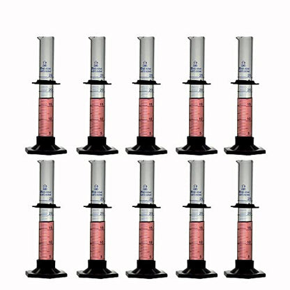 TN Lab 25ml Graduated Measuring Cylinder Borosilicate Glass with Plastic Base 25 ml 10-Pack
