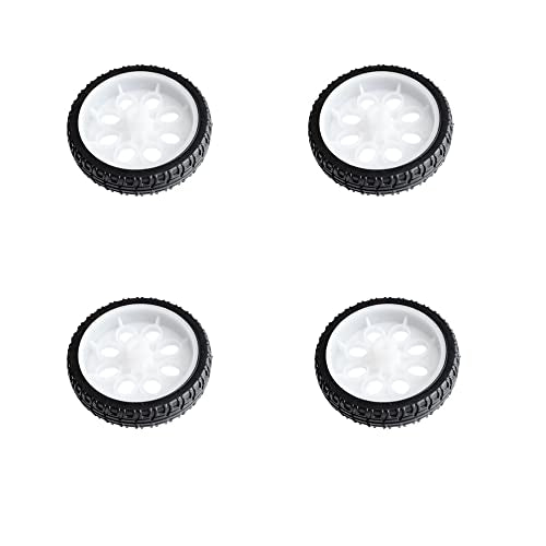 Treedix 4pcs 65mm Rubber RC Wheel Tires Car Wheels DIY Model Robots White and Black for DIY Model Accessories