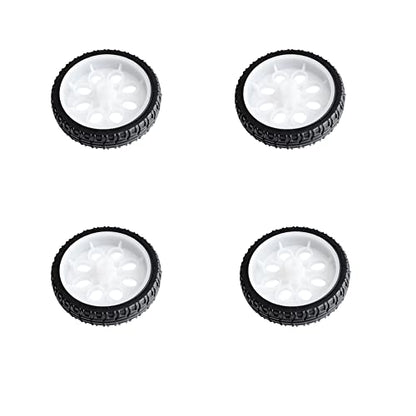 Treedix 4pcs 65mm Rubber RC Wheel Tires Car Wheels DIY Model Robots White and Black for DIY Model Accessories