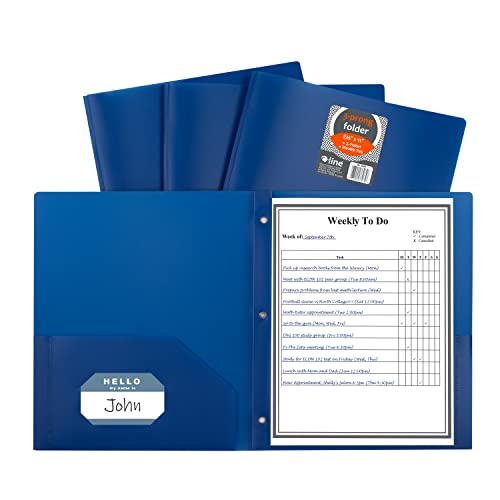 C-Line Heavyweight Poly Portfolio with Prongs, Letter Size, Blue (33965) - color: Blue, size: 25-Pack with Prongs