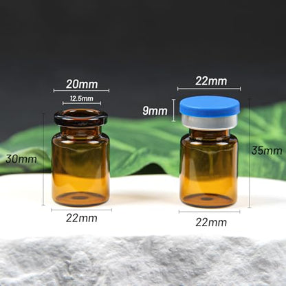 100 Pack 3ml Amber Glass Vials with Caps – 1 Dram Lab Headspace Vials - color: Amber Vial Blue Cap, size: 3ml-20mm