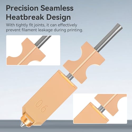 0.6mm AD5X Nozzle,Quick-Swap Copper Alloy Hardened Steel 3D Printer Hotend with Silicone Cover and Nozzle Wiper Support High Flow Printing ONLY Compatible with Flashforge AD5X 3D Printer - color: 0.6mm