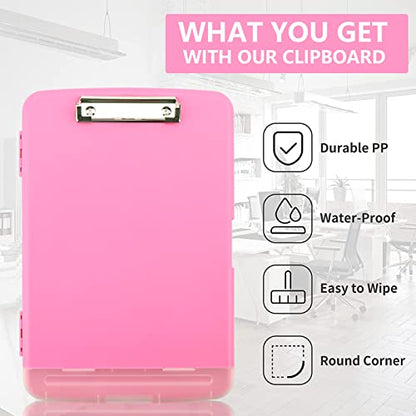 Clipboard with Storage, A4 Binder Nursing Clipboards with Pen Holder, Heavy Duty Storage Clipboards with Low Profile Clip, Clipboard Folder Side-Opening, Smooth Writing Clip Board (Pink) - color: Pink