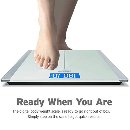 Etekcity Digital Electric Bathroom Scale for Body Weight, 400 lbs, White - color: White, size: 11.8 x 11.8 inches