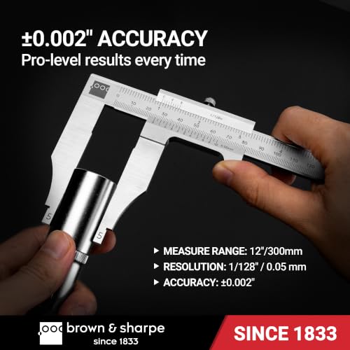 Brown & Sharpe 12 Inch Vernier Workshop Caliper, 1/128 Inch Resolution