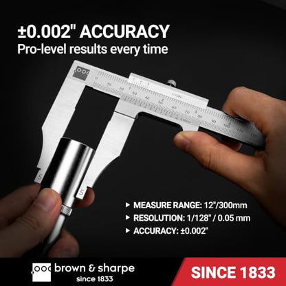Brown & Sharpe 12 Inch Vernier Workshop Caliper, 1/128 Inch Resolution