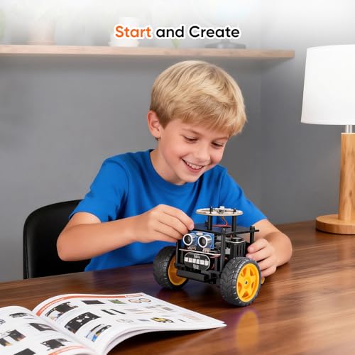 Smart Robot Car Kit, Robotics for Kids Ages 8-12 12-16 - color: Black