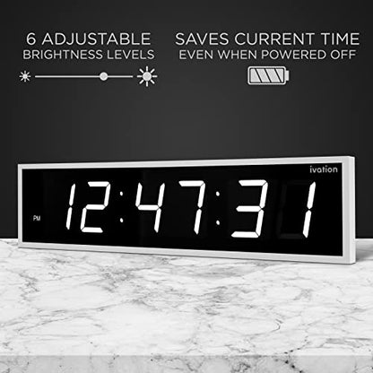Ivation Oversized Digital Wall Clock with Large LED Display & Timer, 36" - color: White, size: 36" Inch