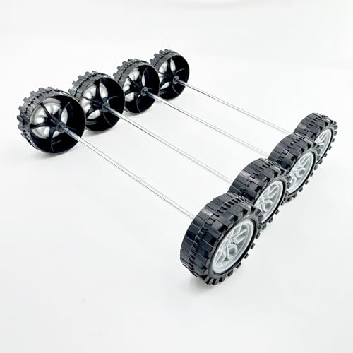 30PCS Toy Car Wheels 2mm Dia Shaft Plastic Car Wheels with 15PCS Shaft Round Rod Axles for DIY Model Toys RC Car Truck Robot Parts (Grey) - color: Grey