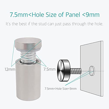 1/2 x 1-5/8 Inch Standoff Screws for Acrylic - Lantee Stainless Steel Glass Sign Standoff Mounts Hardware Bolts (12 x 40mm, 20 Pcs) - color: Silver, size: 1/2" x 1-5/8" / 12 x 40mm